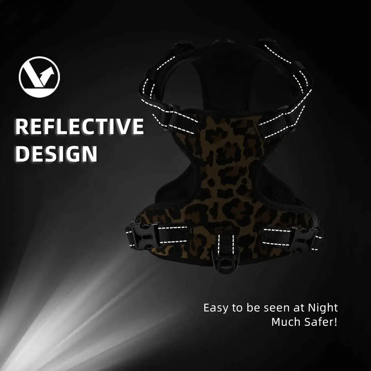 Pet Cat Dog Harness for Dogs Adjustable Pet Harness Reflective Leopard Skin Service Training Easy Control