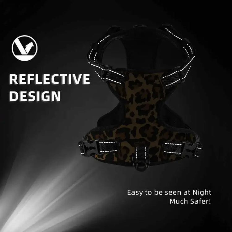 Pet Cat Dog Harness for Dogs Adjustable Pet Harness Reflective Leopard Skin Service Training Easy Control