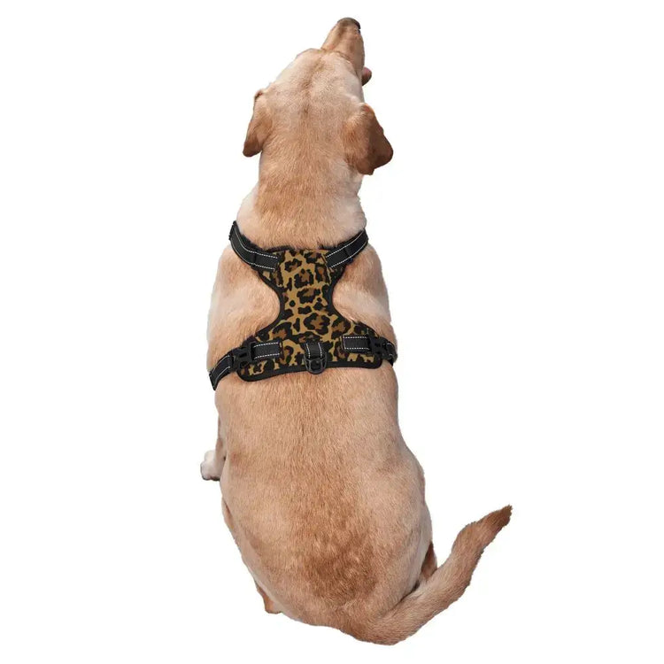Pet Cat Dog Harness for Dogs Adjustable Pet Harness Reflective Leopard Skin Service Training Easy Control