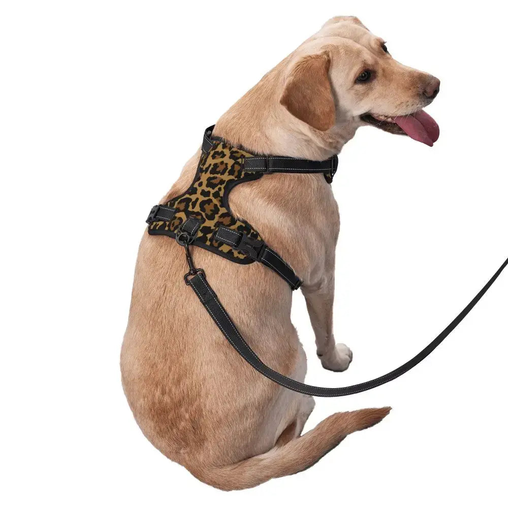 Pet Cat Dog Harness for Dogs Adjustable Pet Harness Reflective Leopard Skin Service Training Easy Control