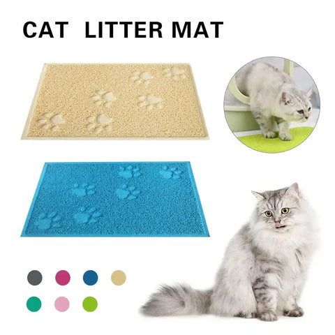 Pet Cat Litter Mat Portable Soft Paws Printed Pad Waterproof Non Slip Pad for House Floor Car Cleaning Supplies PVC