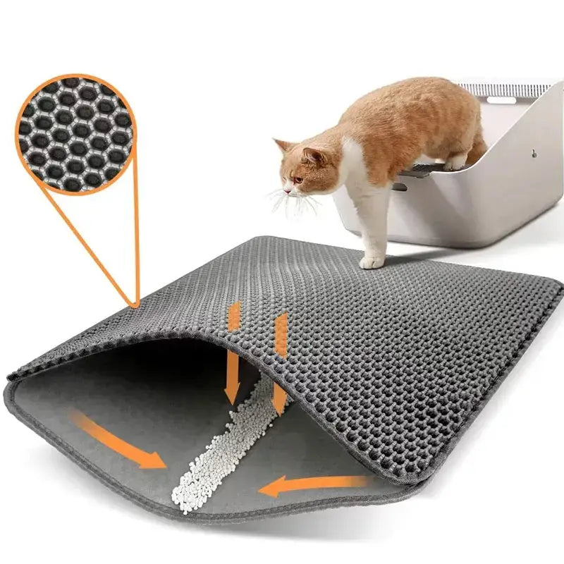Pet Cat Litter Mat Waterproof Double Layer Cat Litter Trapping Pet Litter Box Mat Clean Pad Products For Cats