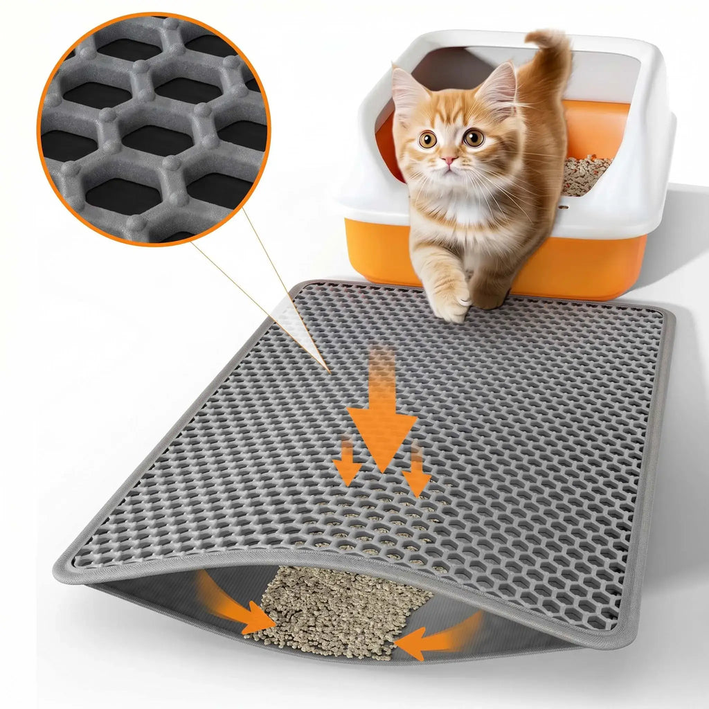 Pet Cat Litter Mat Waterproof Double Layer Cat Litter Trapping Pet Litter Box Mat Clean Pad Products For Cats