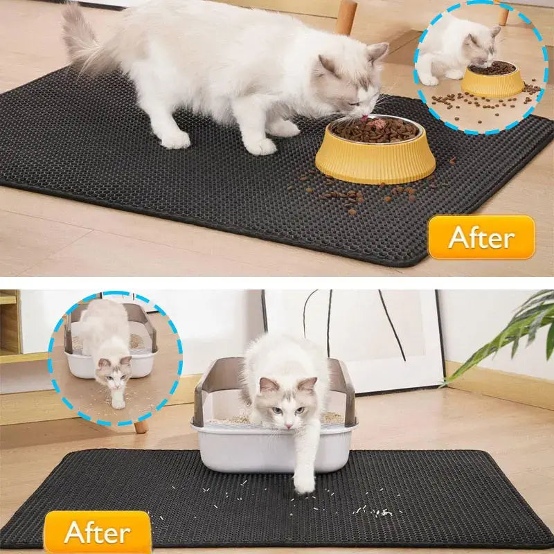 Pet Cat Litter Mat Waterproof Double Layer Cat Litter Trapping Pet Litter Box Mat Clean Pad Products For Cats