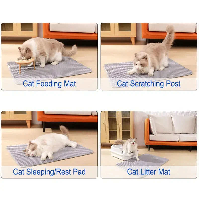 Pet Cat Litter Mat Waterproof Double Layer Cat Litter Trapping Pet Litter Box Mat Clean Pad Products For Cats