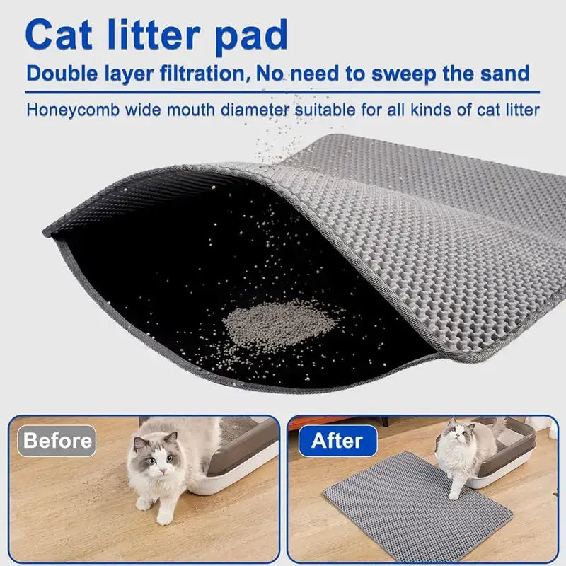 Pet Cat Litter Mat Waterproof Double Layer Cat Litter Trapping Pet Litter Box Mat Clean Pad Products For Cats