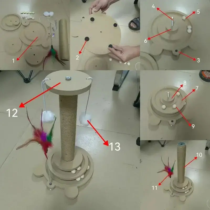 Pet Cat Toy Cat Turntable Funny Cat Stick Balls Durable Sisal Scratching Board Cat Supplies Cat Grab Column Pet Product
