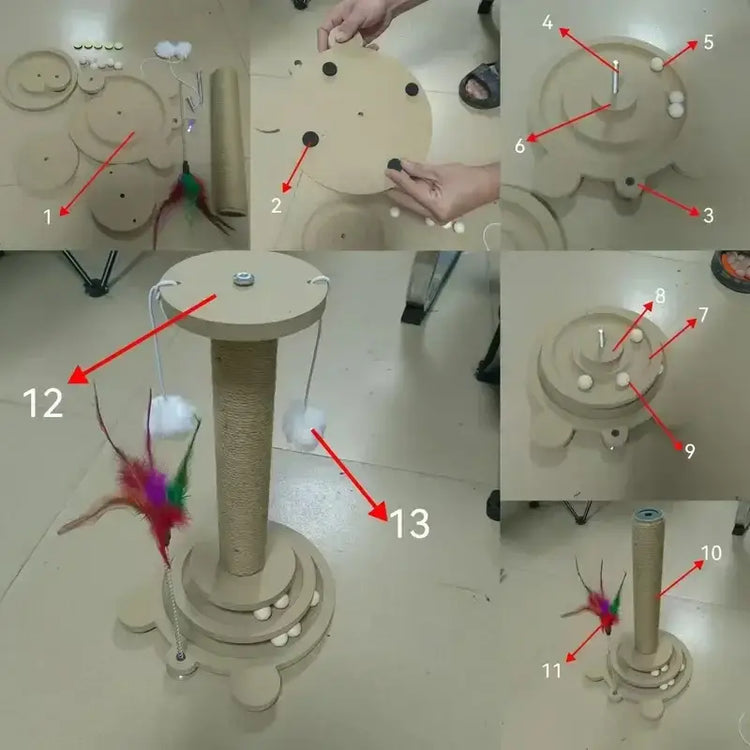 Pet Cat Toy Cat Turntable Funny Cat Stick Balls Durable Sisal Scratching Board Cat Supplies Cat Grab Column Pet Product