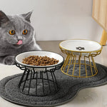 Pet ceramic bowl tall cat food bowl snack canister dish cat food bowl with neck protection and anti-toppling function