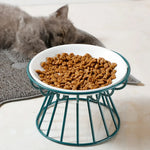 Pet ceramic bowl tall cat food bowl snack canister dish cat food bowl with neck protection and anti-toppling function
