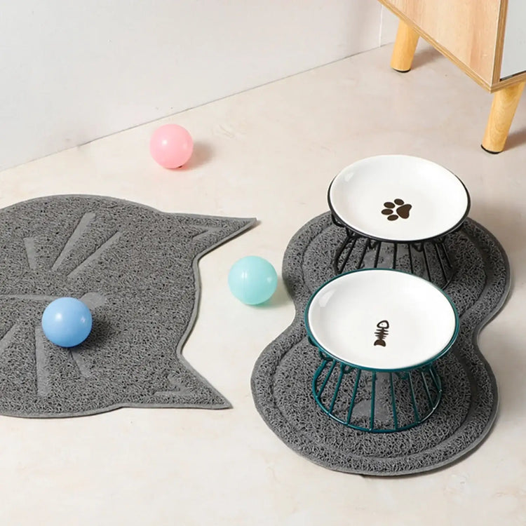 Pet ceramic bowl tall cat food bowl snack canister dish cat food bowl with neck protection and anti-toppling function