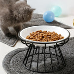 Pet ceramic bowl tall cat food bowl snack canister dish cat food bowl with neck protection and anti-toppling function