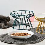 Pet ceramic bowl tall cat food bowl snack canister dish cat food bowl with neck protection and anti-toppling function