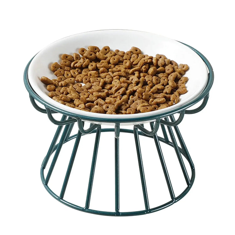 Pet ceramic bowl tall cat food bowl snack canister dish cat food bowl with neck protection and anti-toppling function