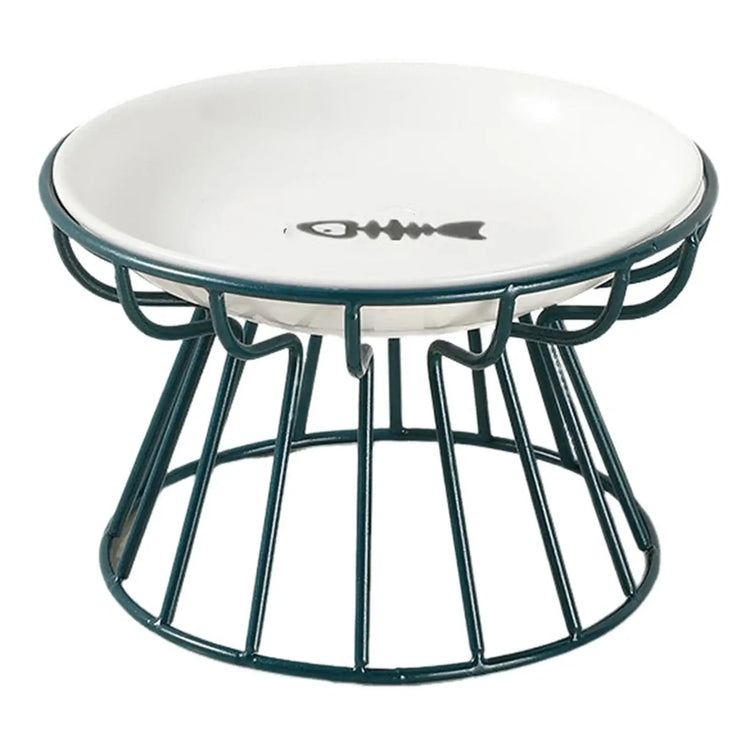 Pet ceramic bowl tall cat food bowl snack canister dish cat food bowl with neck protection and anti-toppling function