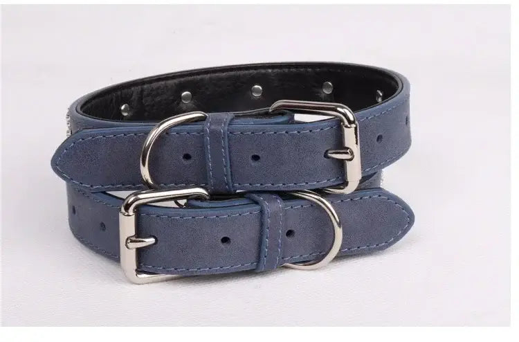 Pet Collar for Medium and Large Dogs Adjustable Metal Accessories Snow Leather Dog Collar Dog Accessories Dog Walking