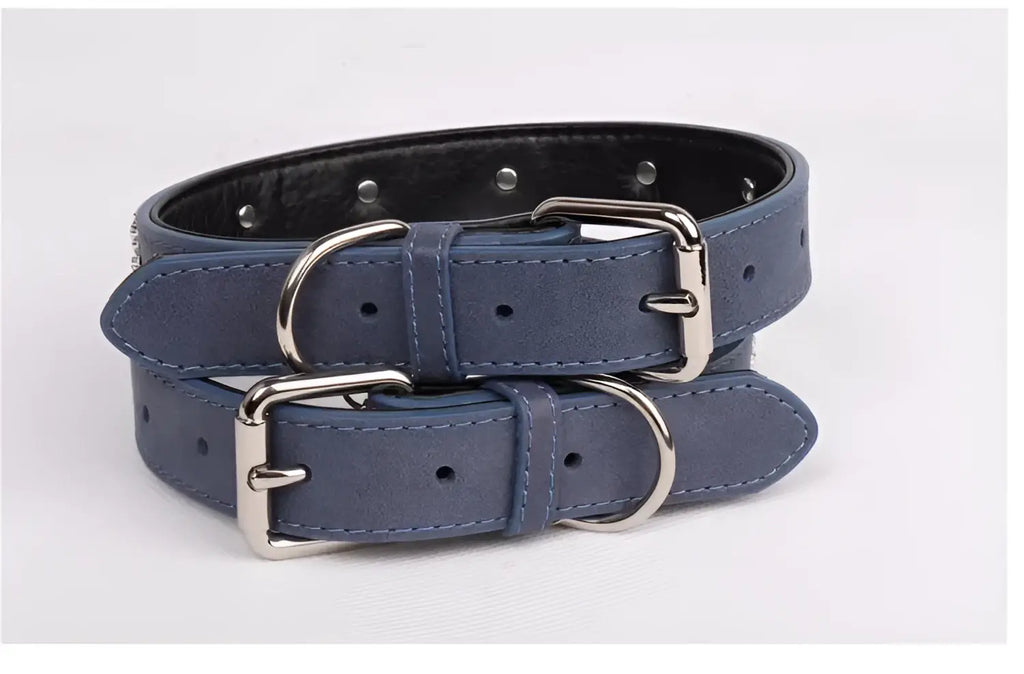 Pet Collar for Medium and Large Dogs Adjustable Metal Accessories Snow Leather Dog Collar Dog Accessories Dog Walking