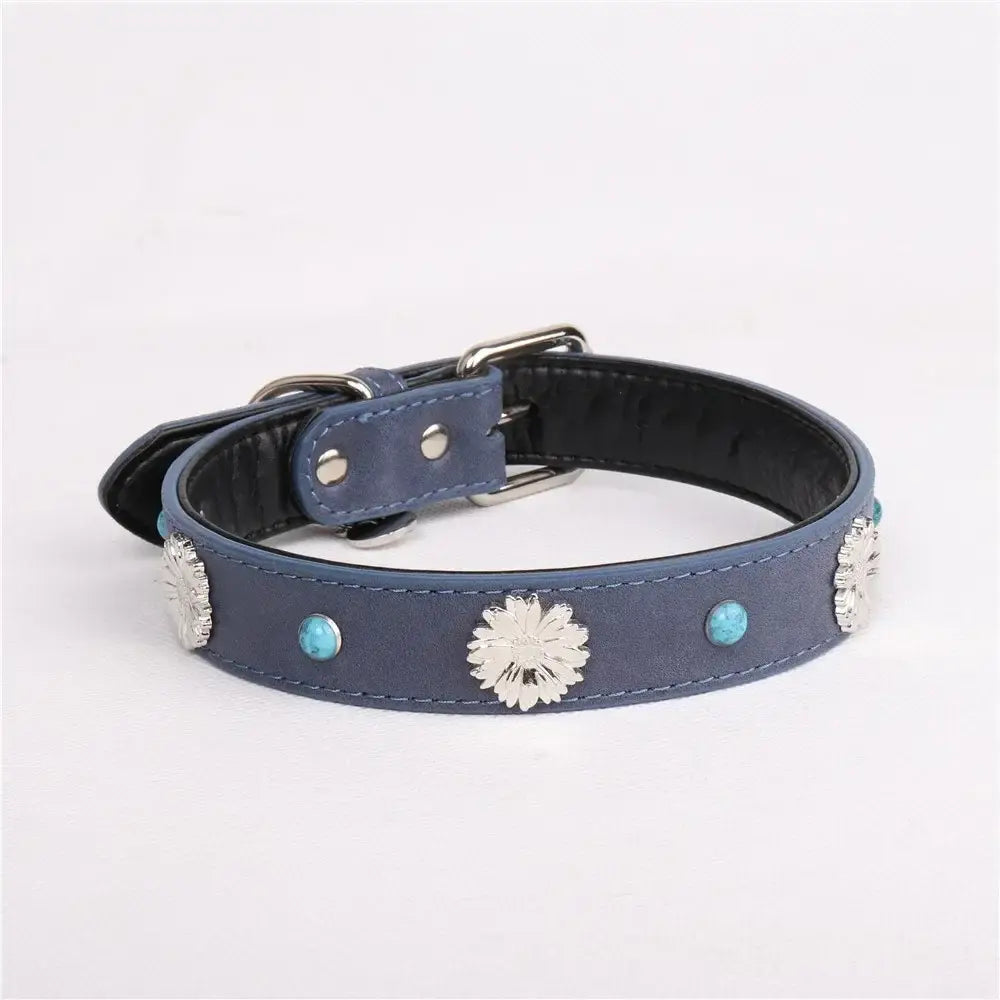 Pet Collar for Medium and Large Dogs Adjustable Metal Accessories Snow Leather Dog Collar Dog Accessories Dog Walking