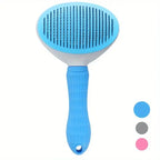 Pet dog brush; cat brush; one-button pet hair removal brush; dog and cat beauty tool; pet hair removal brush. - Blue