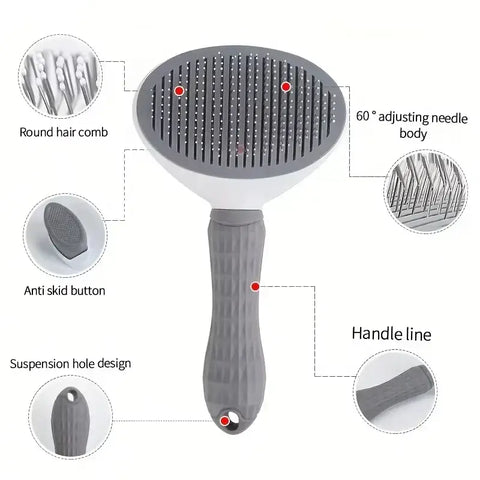 Pet dog brush; cat brush; one-button pet hair removal brush; dog and cat beauty tool; pet hair removal brush.