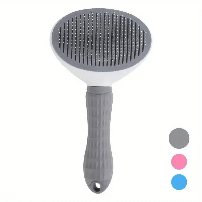 Pet dog brush; cat brush; one-button pet hair removal brush; dog and cat beauty tool; pet hair removal brush. - Gray