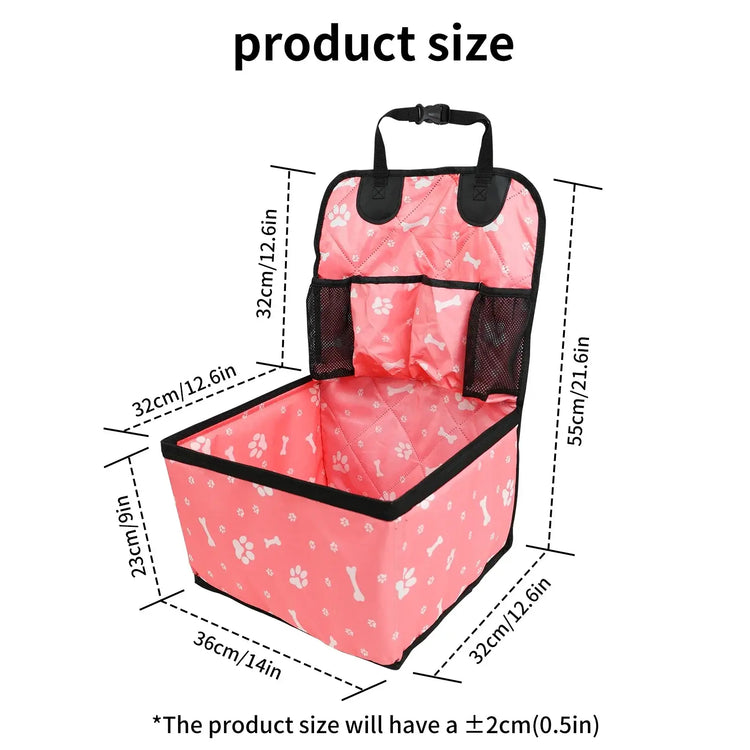 Pet Dog Car Seat with Storage Pockets Universal Pet Seat Cover for Small Medium Dogs Non-Slip Portable Travel Mat &