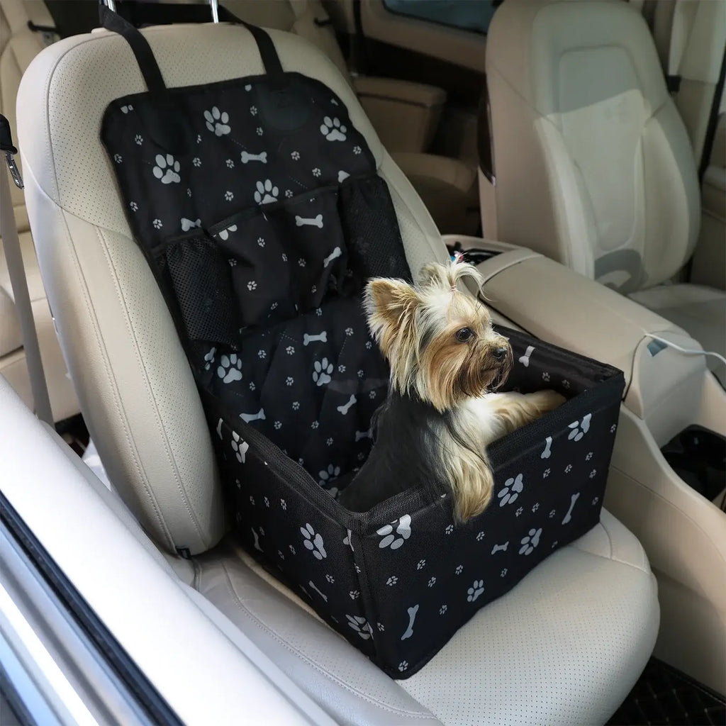 Pet Dog Car Seat with Storage Pockets Universal Pet Seat Cover for Small Medium Dogs Non-Slip Portable Travel Mat &