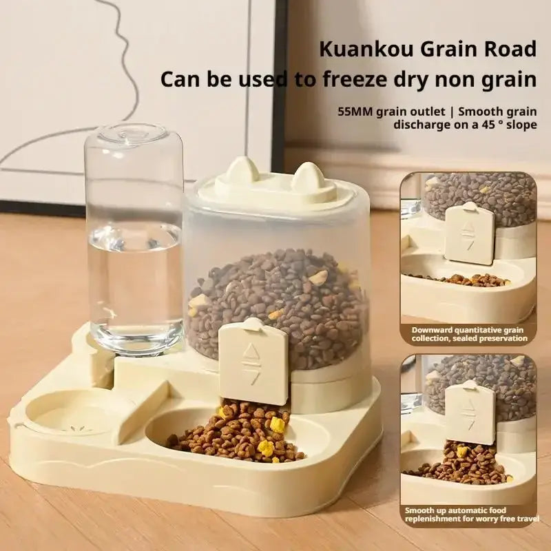 Pet Feeder Dual Food Bowl All-in-One Automatic Food Water Dispenser 1Large Capacity Food Storage Dispenser Pet