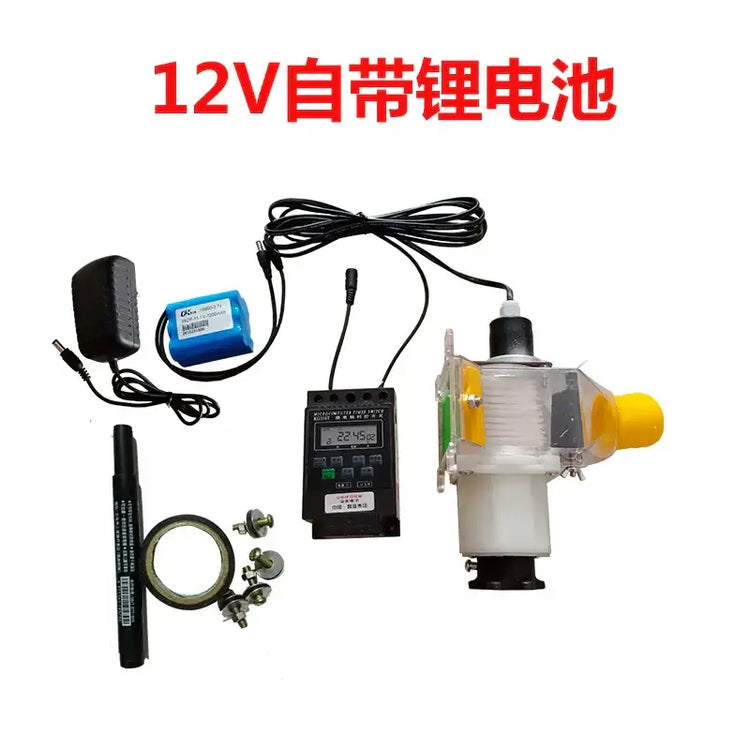 Pet Feeder Fully Automatic Timed Feeding 12/220 Volt DC Discharge Machine Remote for Chickens