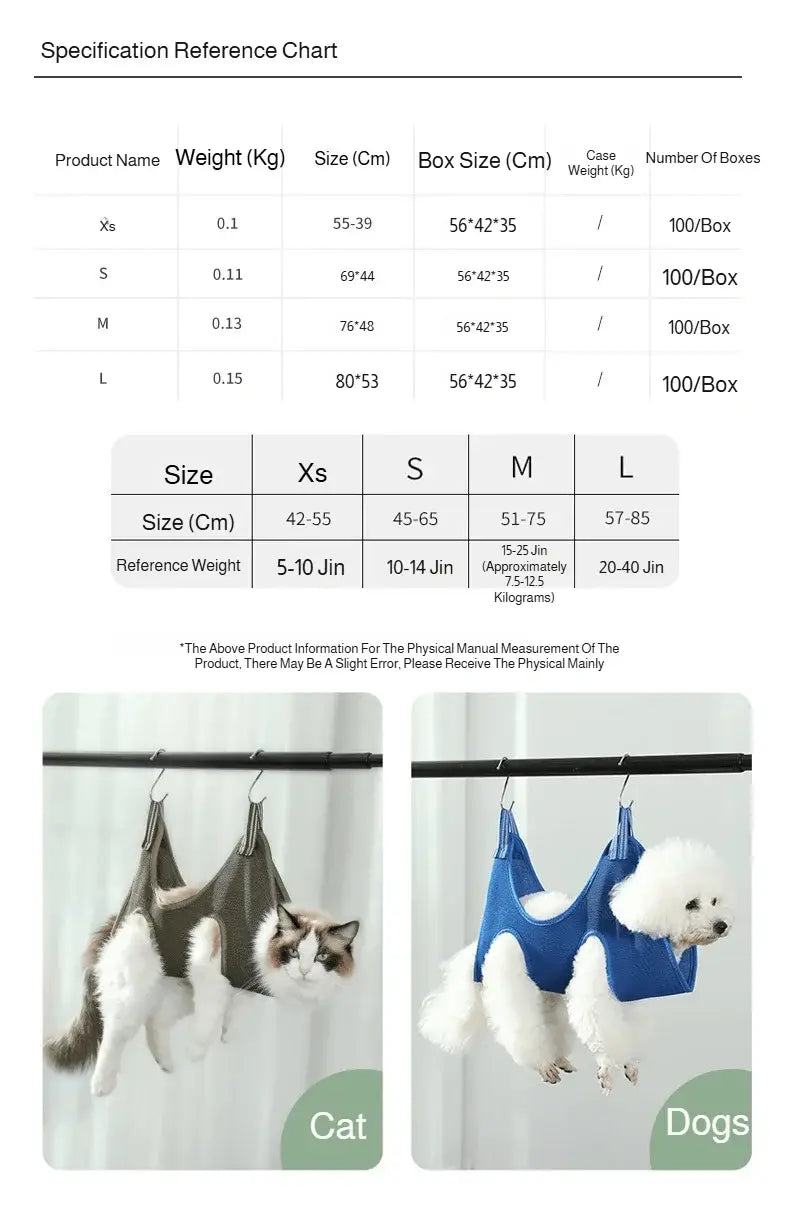 Pet Grooming Hammock Cat Dog Nail Clipper Fixer Teddy Hook Type Feeding Anti-scratch Artifact Restraint Bag Pet