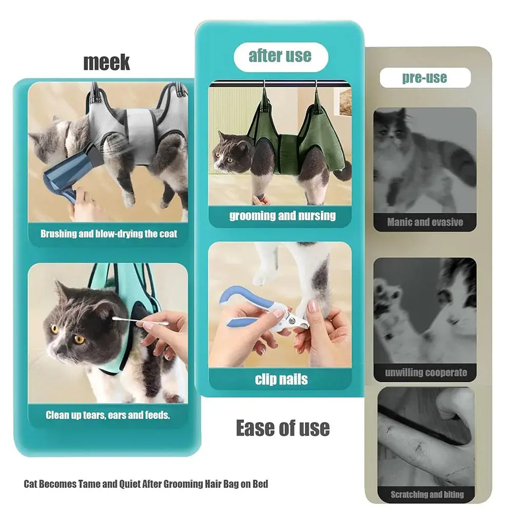 Pet Grooming Hammock Cat Dog Nail Clipper Fixer Teddy Hook Type Feeding Anti-scratch Artifact Restraint Bag Pet