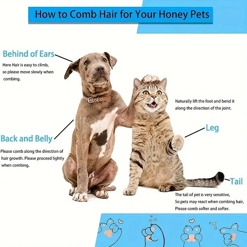 Pet Hair Remover Brush - Effective Shedding Control Gentle Deshedding Comb for Dogs Cats Long Hair Grooming Daily Use &