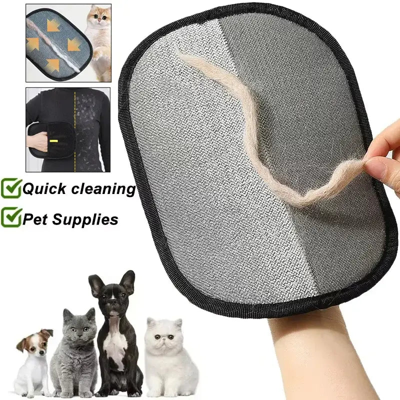 Pet Hair Remover Portable Washable Clothes Hair Dehairing Gloves Pet Cleaning Products Pet Accessories - Black
