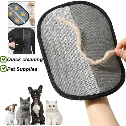 Pet Hair Remover Portable Washable Clothes Hair Dehairing Gloves Pet Cleaning Products Pet Accessories - Black