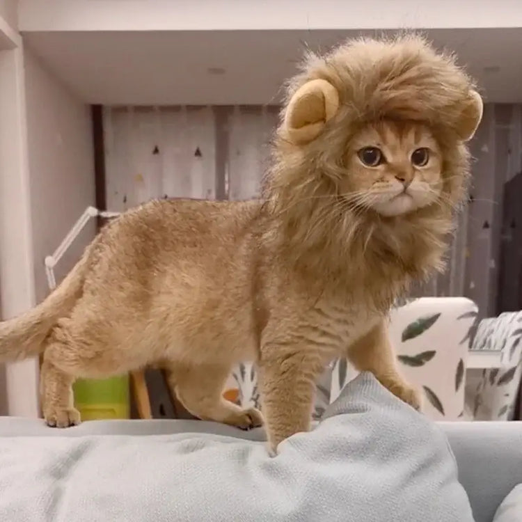 Pet Hairpiece - Humorous Lion Mane Headgear for Dogs and Cats Adjustable Costume Accessories for Fun Dress-up and Play