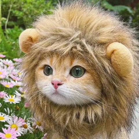 Pet Hairpiece - Humorous Lion Mane Headgear for Dogs and Cats Adjustable Costume Accessories for Fun Dress-up and Play