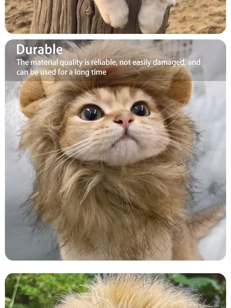 Pet Hairpiece - Humorous Lion Mane Headgear for Dogs and Cats Adjustable Costume Accessories for Fun Dress-up and Play