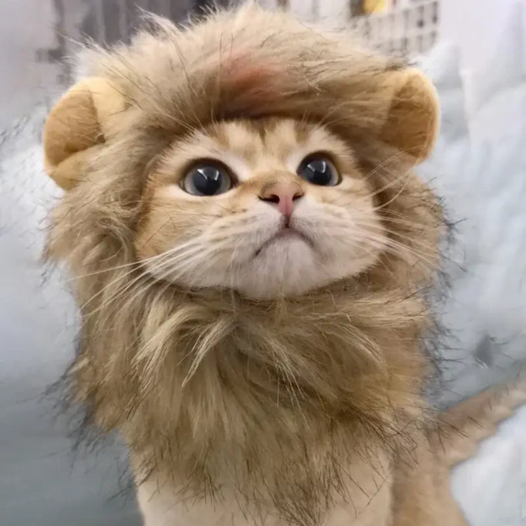 Pet Hairpiece - Humorous Lion Mane Headgear for Dogs and Cats Adjustable Costume Accessories for Fun Dress-up and Play
