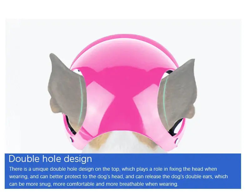 Pet Helmet Pink Dog Cat Wear Comfortable Motorbike Sports Outdoor Accessories Headwear Double Hole Adjustable Pet
