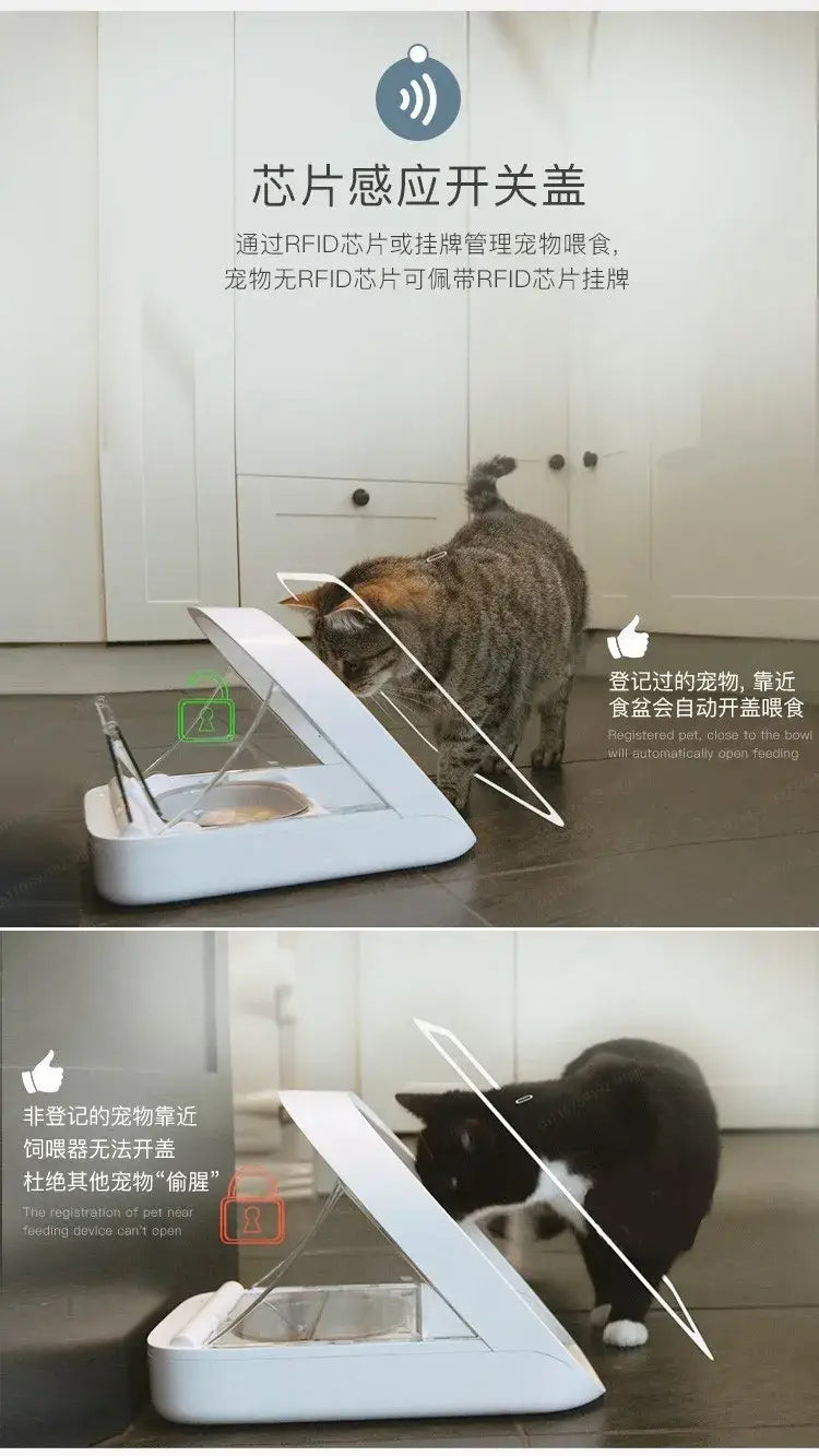 Pet Microchip Smart Feeder Automatic Timed Food Dispenser with Chip Recognition for Cats & Dogs
