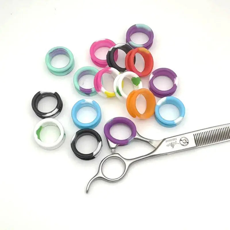 Pet scissors accessories soft silicone finger rings ring sleeves,60pcs colorful mixed colors anti slip and comfortable