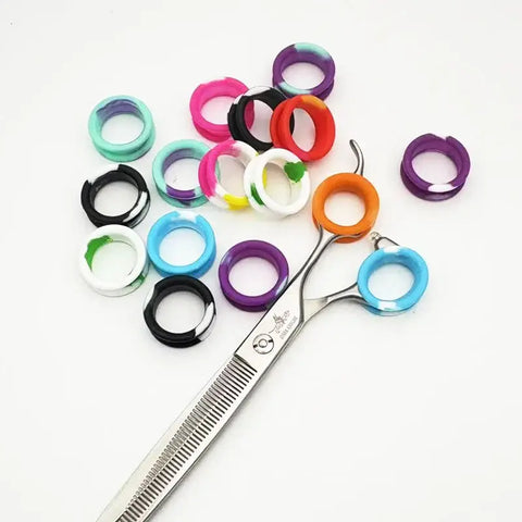 Pet scissors accessories soft silicone finger rings ring sleeves,60pcs colorful mixed colors anti slip and comfortable