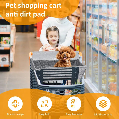 Pet Shopping Cart Cover Polyester Dog Grocery Cart Cover with Storage Bag Portable Pet Supplies Accessories for Outdoor