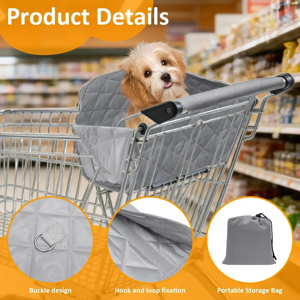 Pet Shopping Cart Cover Polyester Dog Grocery Cart Cover with Storage Bag Portable Pet Supplies Accessories for Outdoor