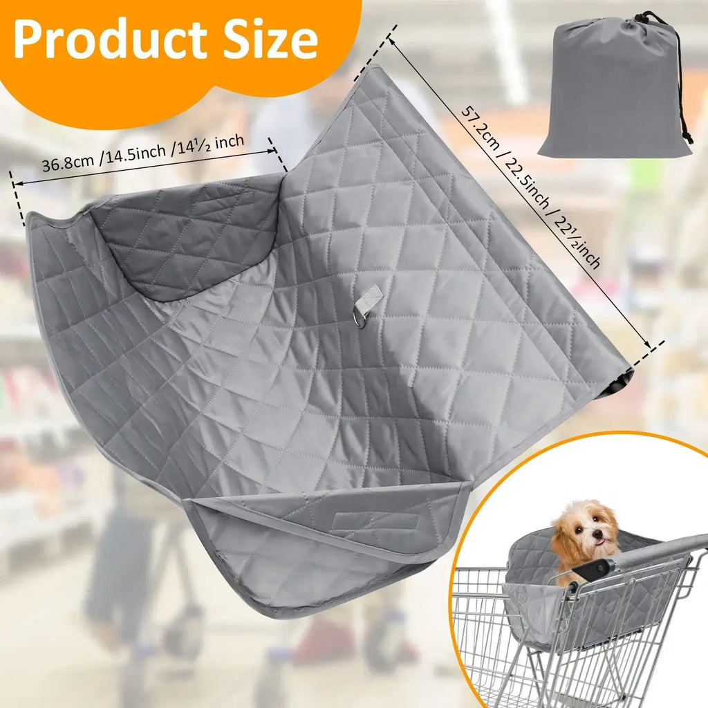Pet Shopping Cart Cover Polyester Dog Grocery Cart Cover with Storage Bag Portable Pet Supplies Accessories for Outdoor