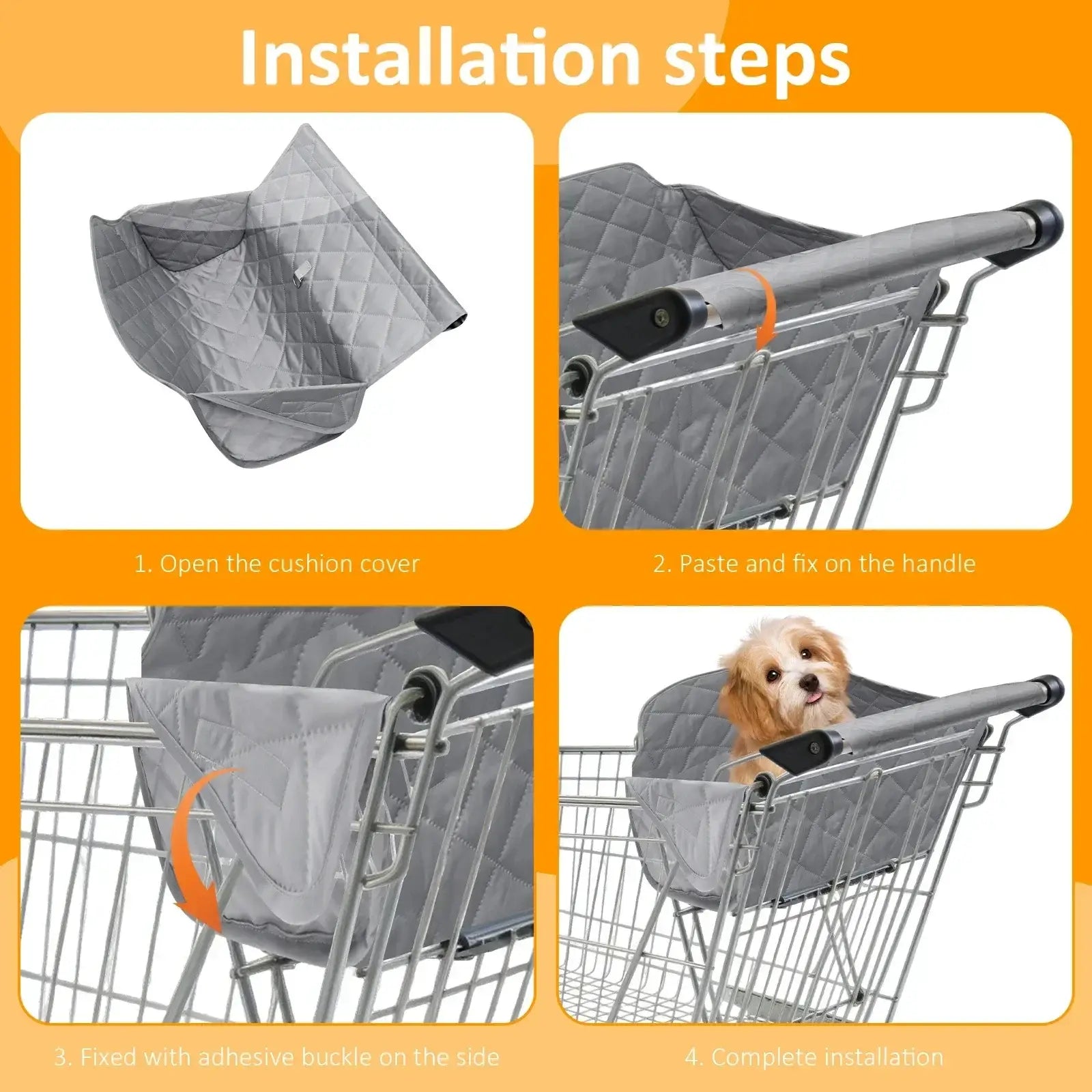Pet Shopping Cart Cover Polyester Dog Grocery Cart Cover with Storage Bag Portable Pet Supplies Accessories for Outdoor