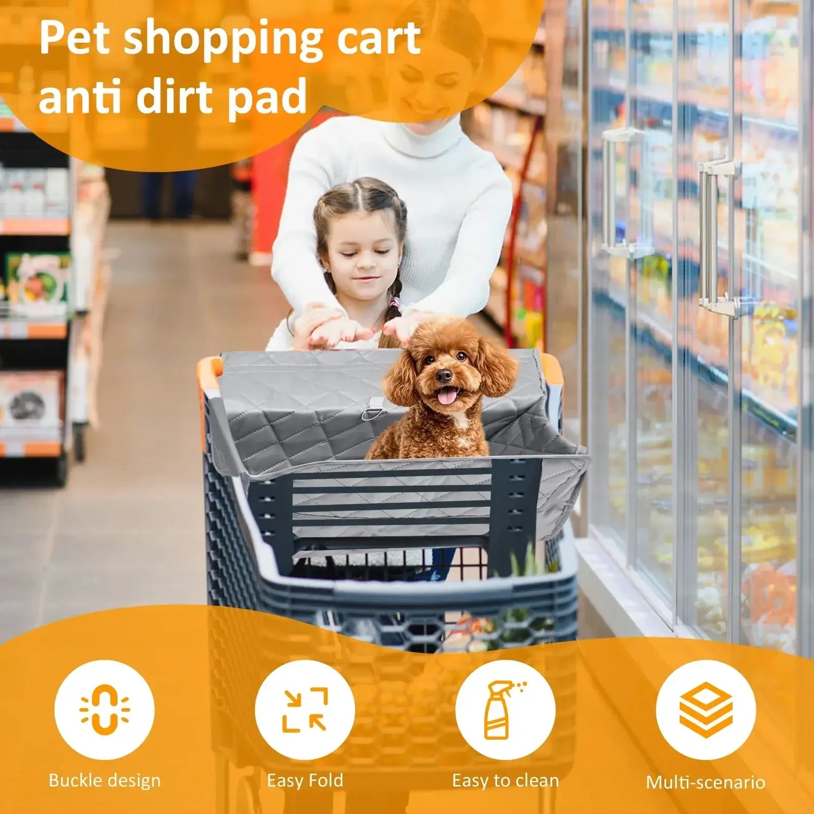 Pet Shopping Cart Cover Polyester Dog Grocery Cart Cover with Storage Bag Portable Pet Supplies Accessories for Outdoor