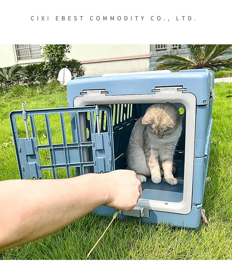 Pet Supplies Car Portable Cat Cage Portable Foldable Flight Case Breathable Kennel For Outing Pet Check-in Box