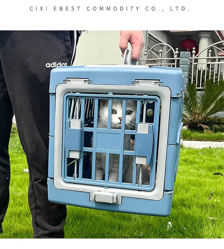 Pet Supplies Car Portable Cat Cage Portable Foldable Flight Case Breathable Kennel For Outing Pet Check-in Box