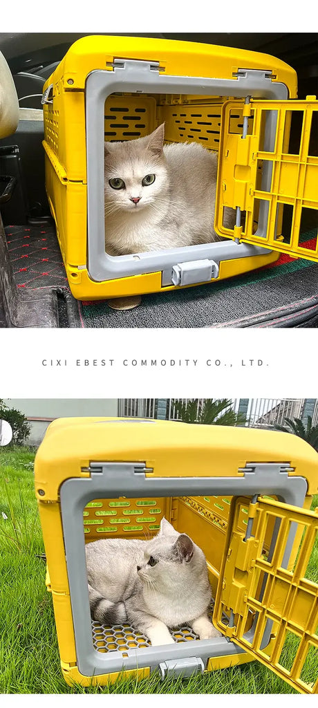 Pet Supplies Car Portable Cat Cage Portable Foldable Flight Case Breathable Kennel For Outing Pet Check-in Box